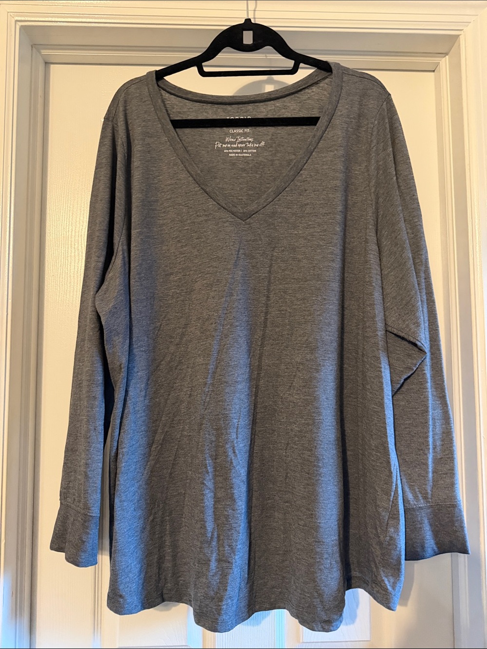 torrid Gray V-Neck Long Sleeve Tee